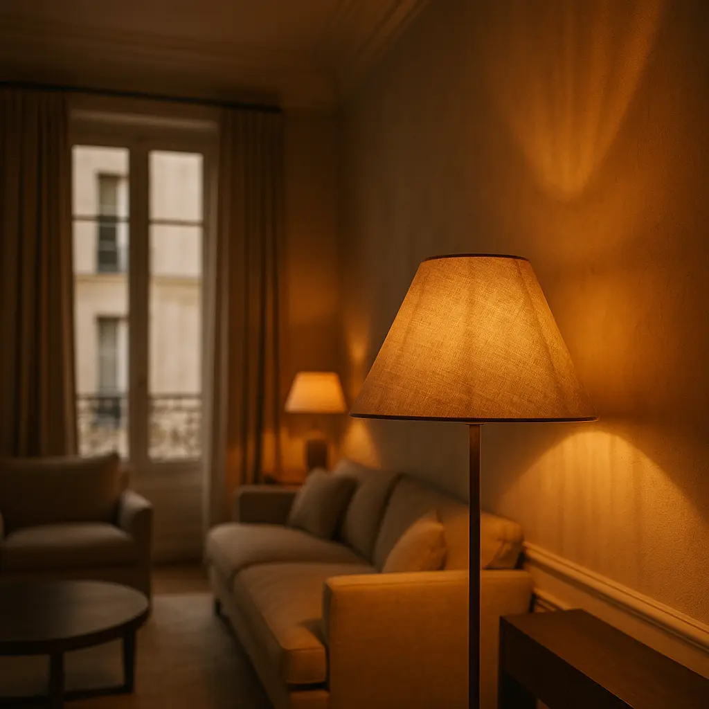 Abat-jour artisanal dans un intérieur parisien élégant